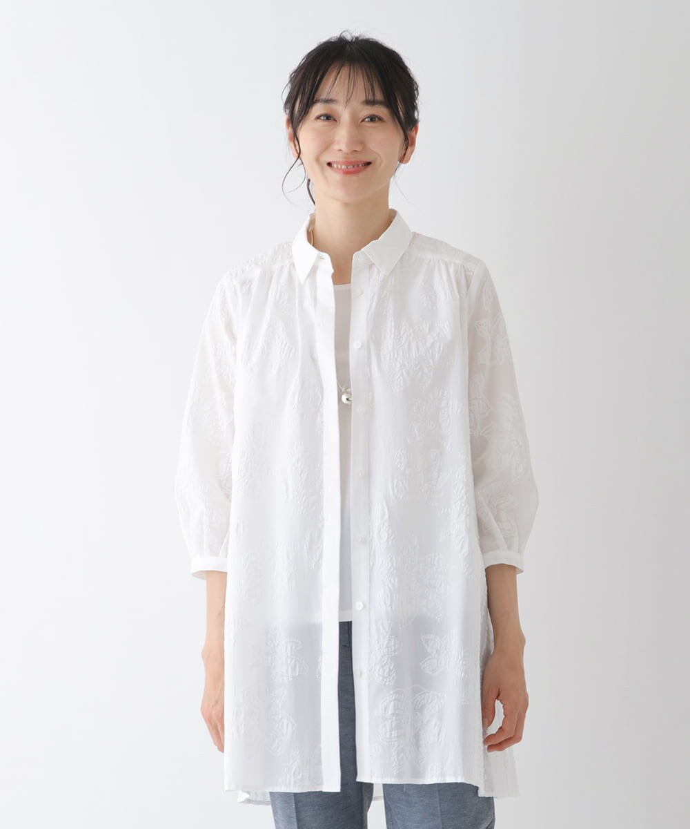 RLBGT06300 HIROKO BIS GRANDE(ヒロコ ビス グランデ) 【洗える】塩縮加工Aラインチュニックブラウス イエロー