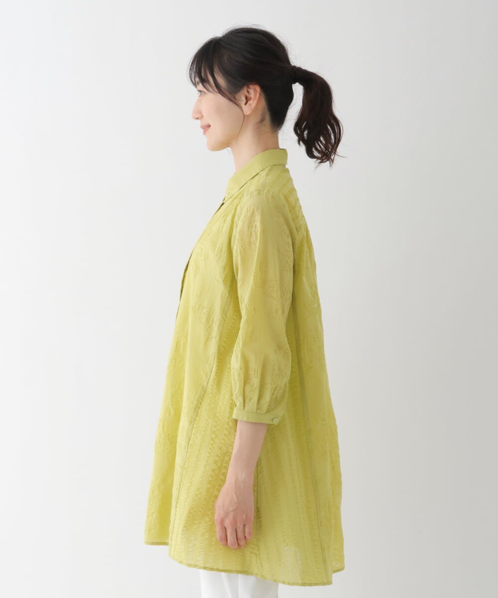 RLBGT06300 HIROKO BIS GRANDE(ヒロコ ビス グランデ) 【洗える】塩縮加工Aラインチュニックブラウス イエロー