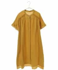 RLBHV32250 HIROKO BIS GRANDE(ヒロコ ビス グランデ) 【大きいサイズ】麻製品染めロング丈ブラウス /洗える イエロー