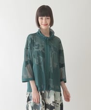 RLBIB01290 HIROKO BIS GRANDE(ヒロコ ビス グランデ) 【大きいサイズ】ナチュラルメッシュショートブルゾン /洗える ネイビー