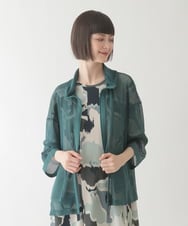 RLBIB01290 HIROKO BIS GRANDE(ヒロコ ビス グランデ) 【大きいサイズ】ナチュラルメッシュショートブルゾン /洗える ネイビー