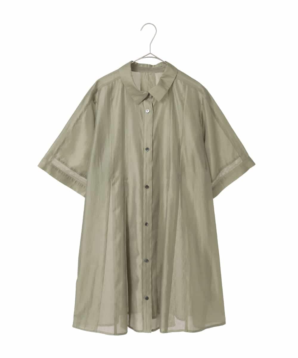 RLBIE03290 HIROKO BIS GRANDE メッシュアクセントシアーチュニックシャツ /洗える