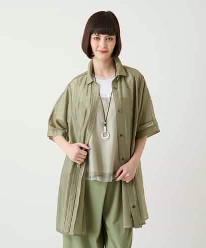 RLBIE03290 HIROKO BIS GRANDE メッシュアクセントシアーチュニックシャツ