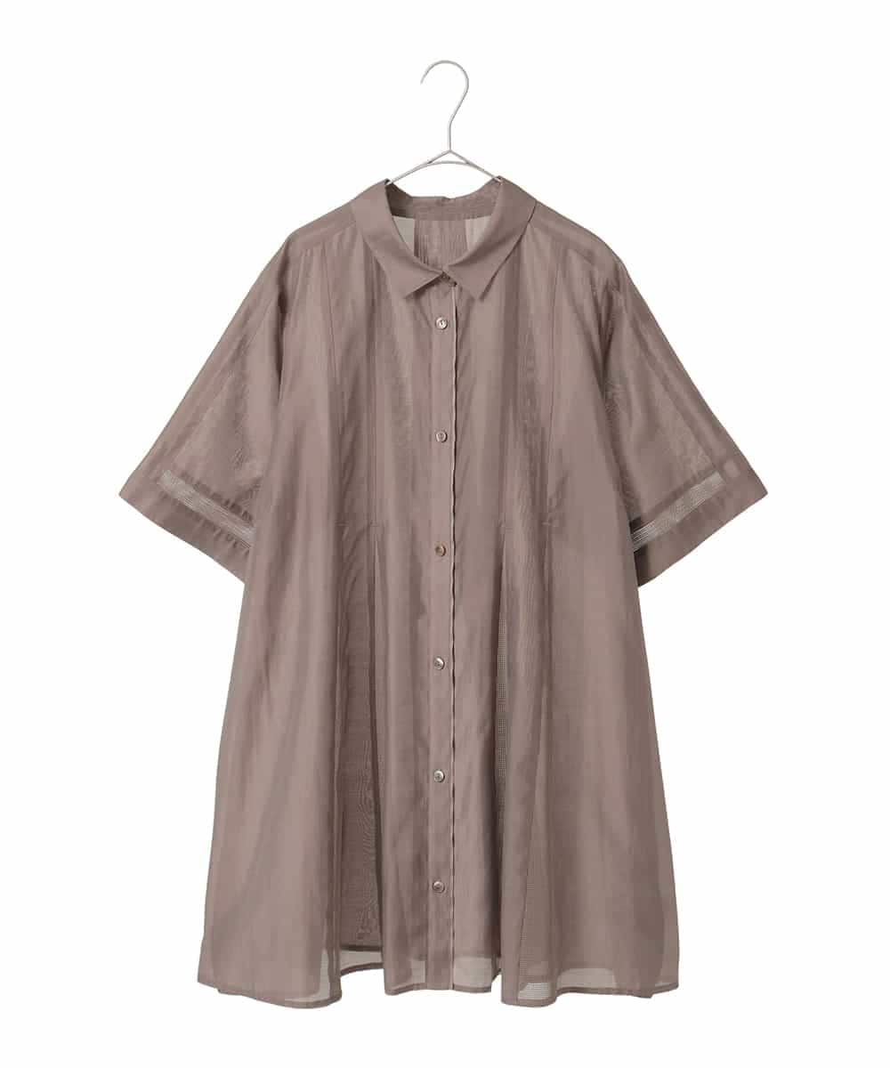 RLBIE03290 HIROKO BIS GRANDE メッシュアクセントシアーチュニックシャツ /洗える