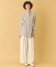 RLBIW13280 HIROKO BIS GRANDE(ヒロコ ビス グランデ) 【大きいサイズ】バンドカラータックデザインシャツ /洗濯機で洗える グレー