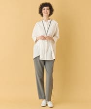 RLBIW13280 HIROKO BIS GRANDE(ヒロコ ビス グランデ) 【大きいサイズ】バンドカラータックデザインシャツ /洗濯機で洗える グレー