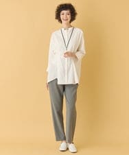 RLBIW13280 HIROKO BIS GRANDE(ヒロコ ビス グランデ) 【大きいサイズ】バンドカラータックデザインシャツ /洗濯機で洗える グレー