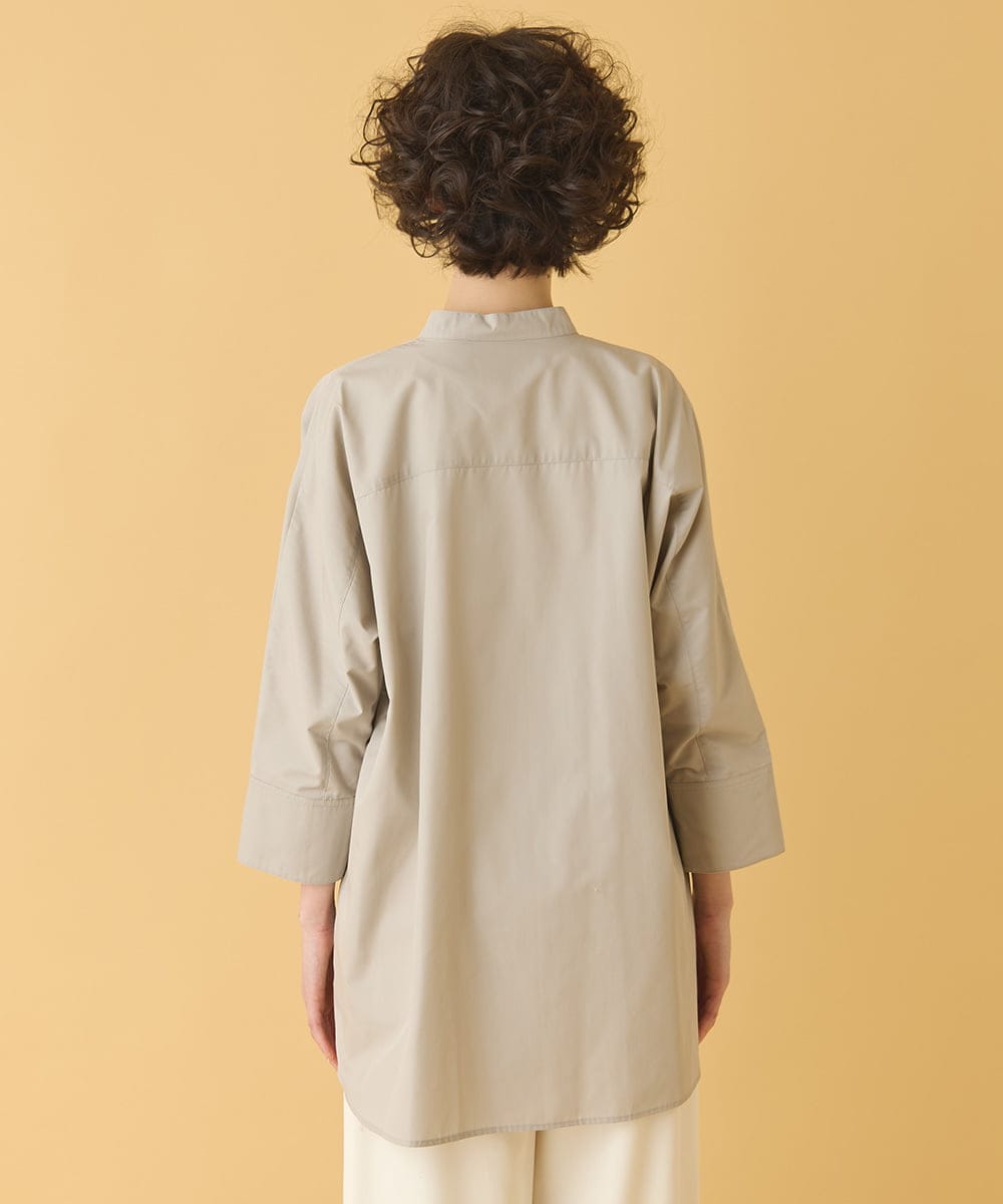 RLBIW13280 HIROKO BIS GRANDE(ヒロコ ビス グランデ) 【大きいサイズ】バンドカラータックデザインシャツ /洗濯機で洗える グレー