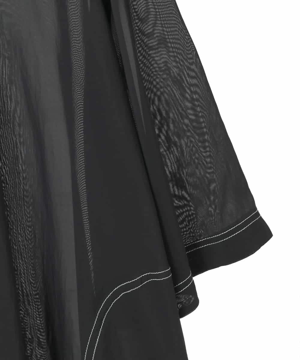 RLBJD13310 HIROKO BIS GRANDE(ヒロコ ビス グランデ) 【大きいサイズ】ステッチデザインシアーチュニックブラウス ブラック