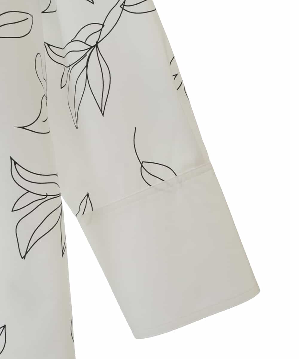 RLBJS10280 HIROKO BIS GRANDE(ヒロコ ビス グランデ) 【洗える】リーフ&フラワーデザインプリントシャツ ホワイト