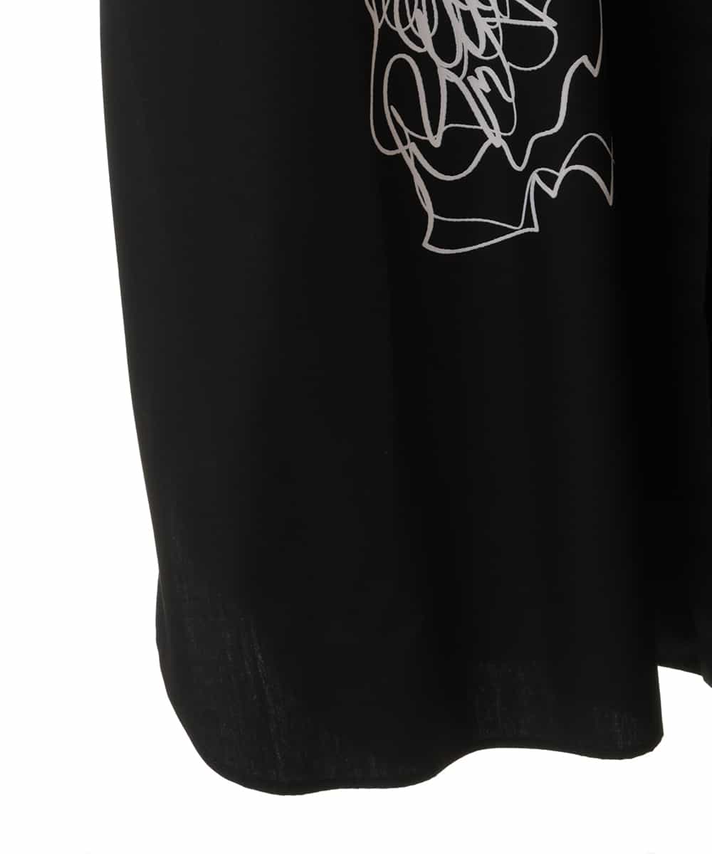RLBJS11380 HIROKO BIS GRANDE(ヒロコ ビス グランデ) 【洗える】フラワーモチーフプリントロングシャツ ブラック