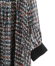 RLEAB03510 HIROKO BIS GRANDE(ヒロコ ビス グランデ) 【大きいサイズ/リボンタイ付き】シアーチェックツイードプリントワンピース /洗濯機で洗える ブルー