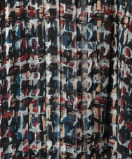 RLEAB03510 HIROKO BIS GRANDE(ヒロコ ビス グランデ) 【大きいサイズ/リボンタイ付き】シアーチェックツイードプリントワンピース /洗濯機で洗える ブルー