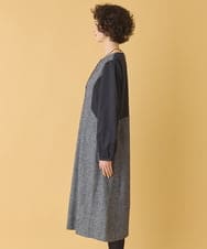 RLEAB41480 HIROKO BIS GRANDE(ヒロコ ビス グランデ) 【大きいサイズ】ファンシーヘリンボーンドッキングワンピース ネイビー