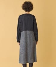 RLEAB41480 HIROKO BIS GRANDE(ヒロコ ビス グランデ) 【大きいサイズ】ファンシーヘリンボーンドッキングワンピース ネイビー