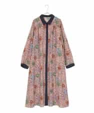 RLEAE40470 HIROKO BIS GRANDE(ヒロコ ビス グランデ) 幾何フラワーアートプリントワンピース ブラウン