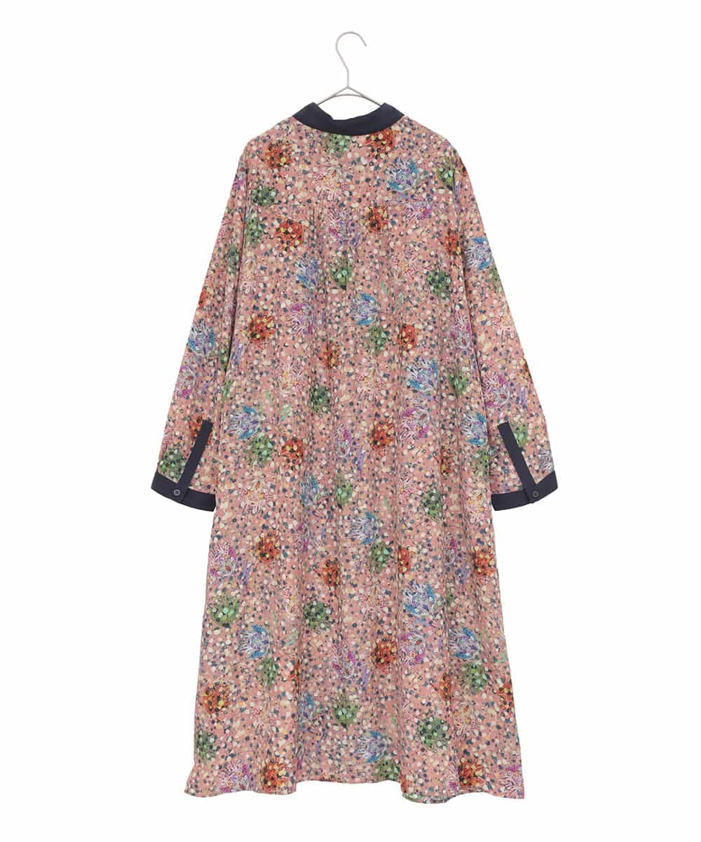 RLEAE40470 HIROKO BIS GRANDE(ヒロコ ビス グランデ) 幾何フラワーアートプリントワンピース ブラウン