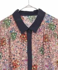 RLEAE40470 HIROKO BIS GRANDE(ヒロコ ビス グランデ) 幾何フラワーアートプリントワンピース ブラウン