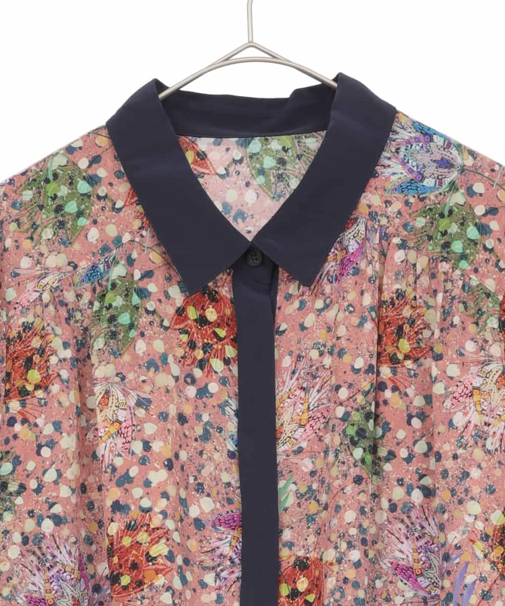 RLEAE40470 HIROKO BIS GRANDE(ヒロコ ビス グランデ) 幾何フラワーアートプリントワンピース ブラウン