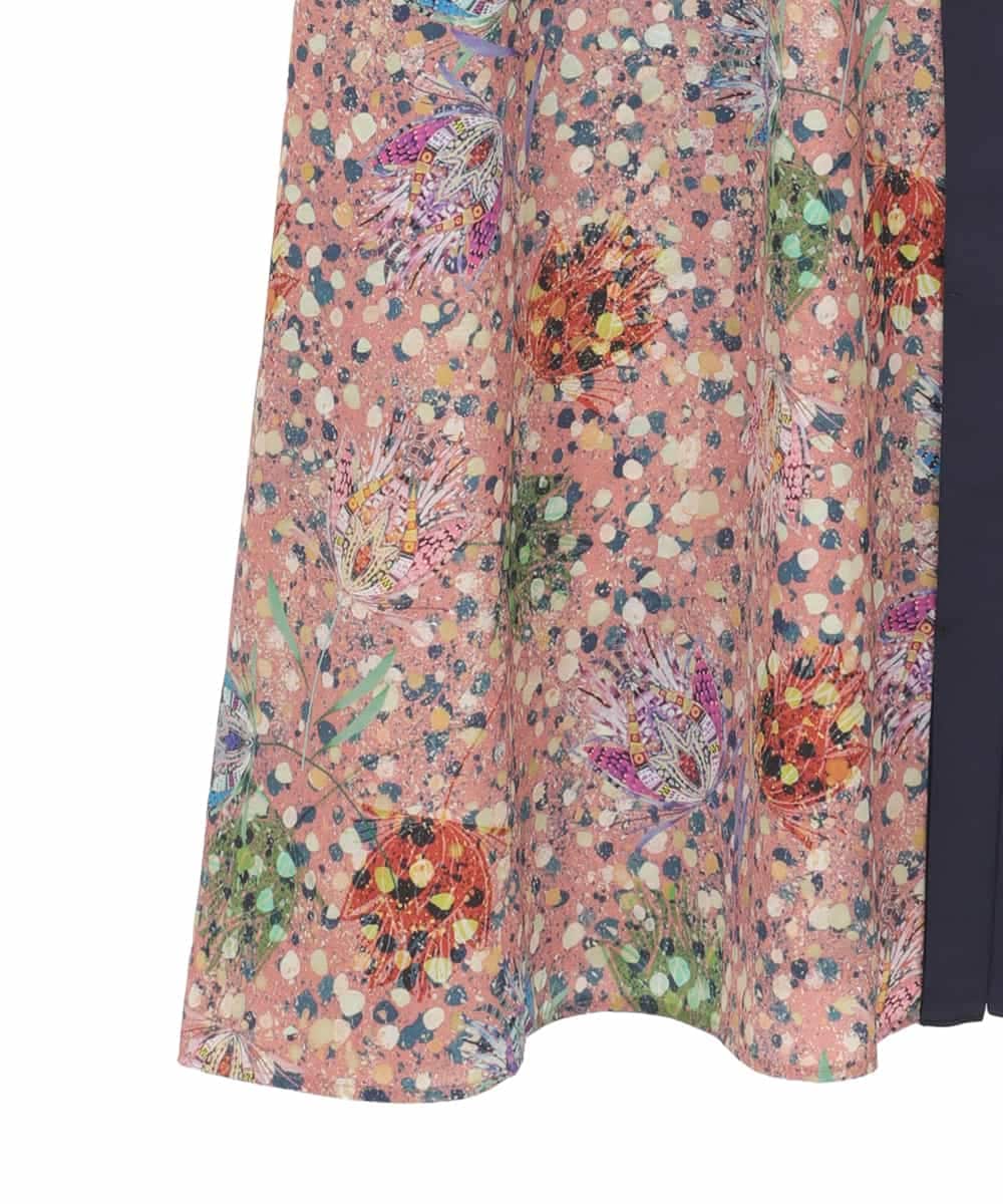 RLEAE40470 HIROKO BIS GRANDE(ヒロコ ビス グランデ) 幾何フラワーアートプリントワンピース ブラウン