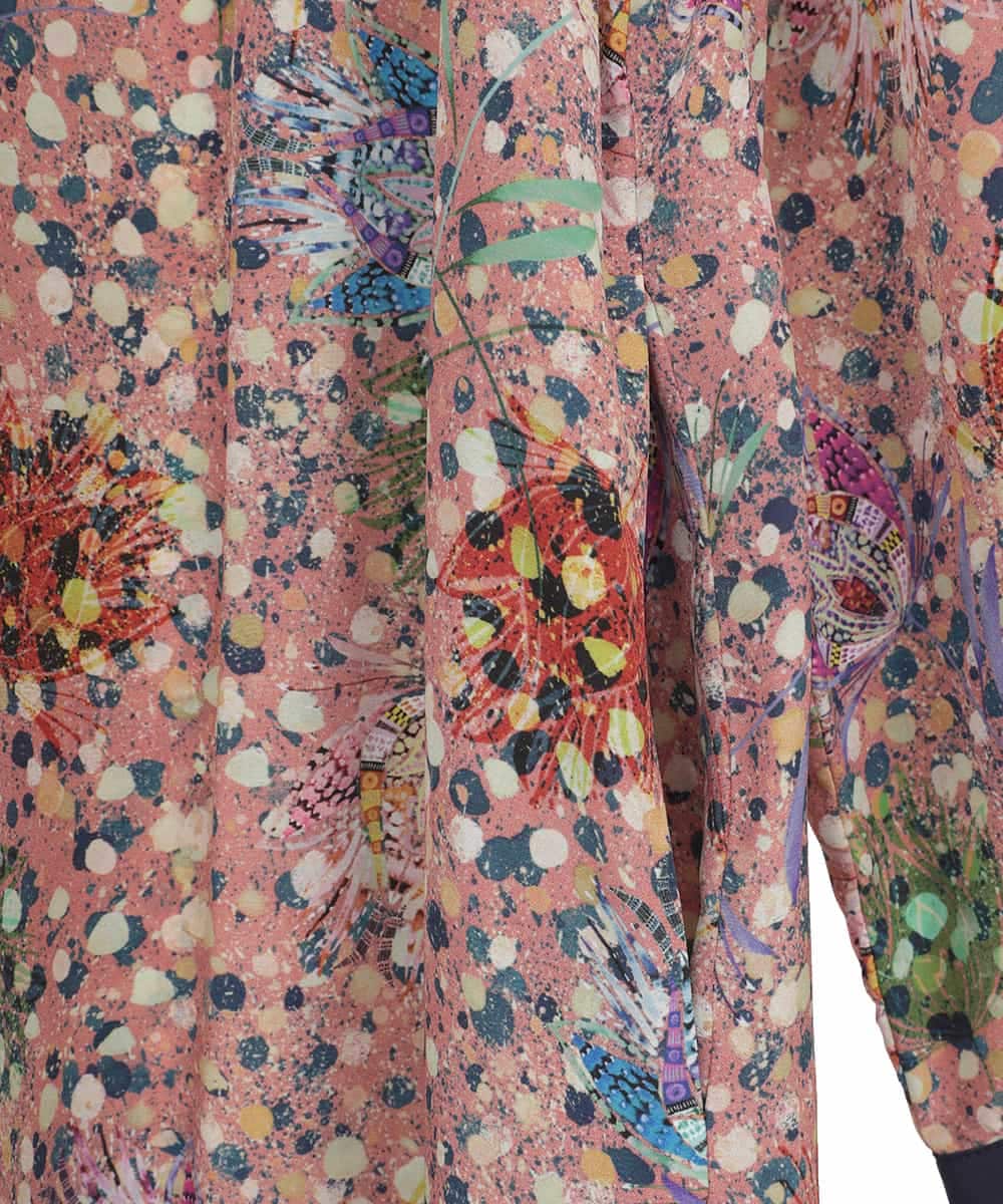 RLEAE40470 HIROKO BIS GRANDE(ヒロコ ビス グランデ) 幾何フラワーアートプリントワンピース ブラウン