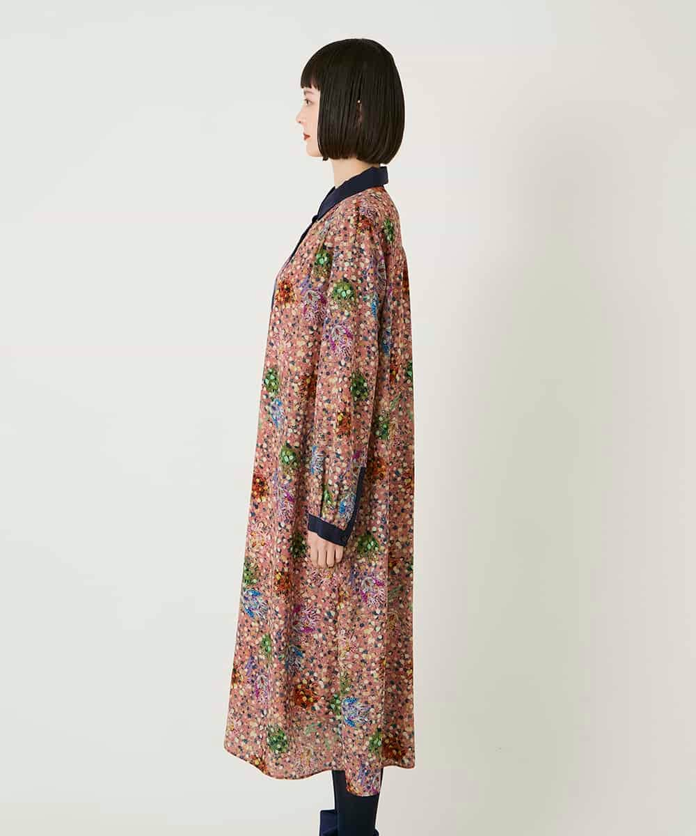 RLEAE40470 HIROKO BIS GRANDE(ヒロコ ビス グランデ) 幾何フラワーアートプリントワンピース ブラウン