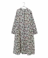 RLEAF10450 HIROKO BIS GRANDE(ヒロコ ビス グランデ) 【大きいサイズ】ペイント柄タックフレアワンピース アイボリー