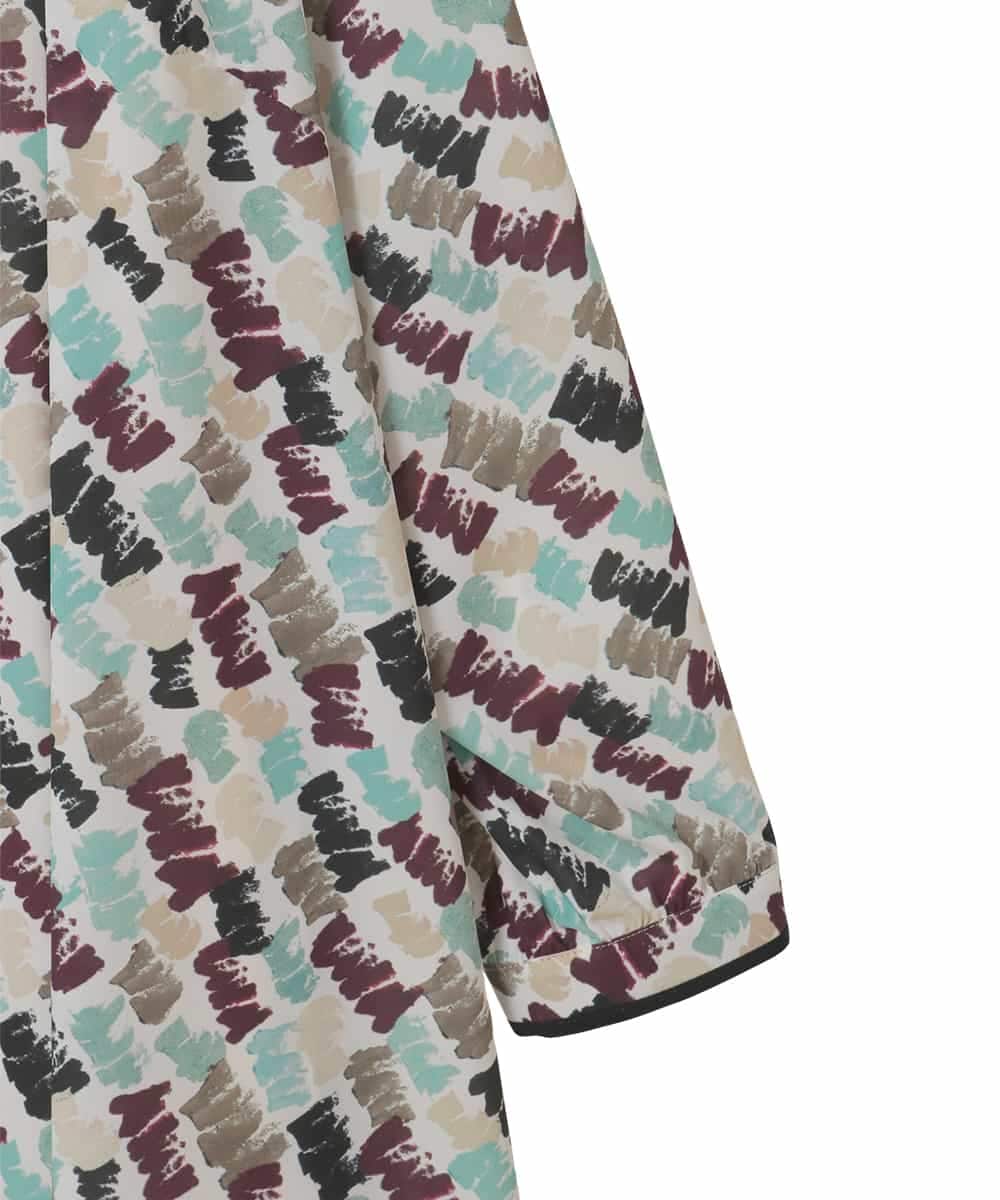 RLEAF10450 HIROKO BIS GRANDE(ヒロコ ビス グランデ) 【大きいサイズ】ペイント柄タックフレアワンピース アイボリー