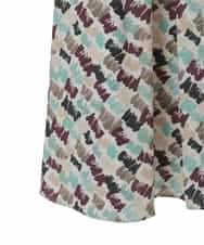 RLEAF10450 HIROKO BIS GRANDE(ヒロコ ビス グランデ) 【大きいサイズ】ペイント柄タックフレアワンピース アイボリー