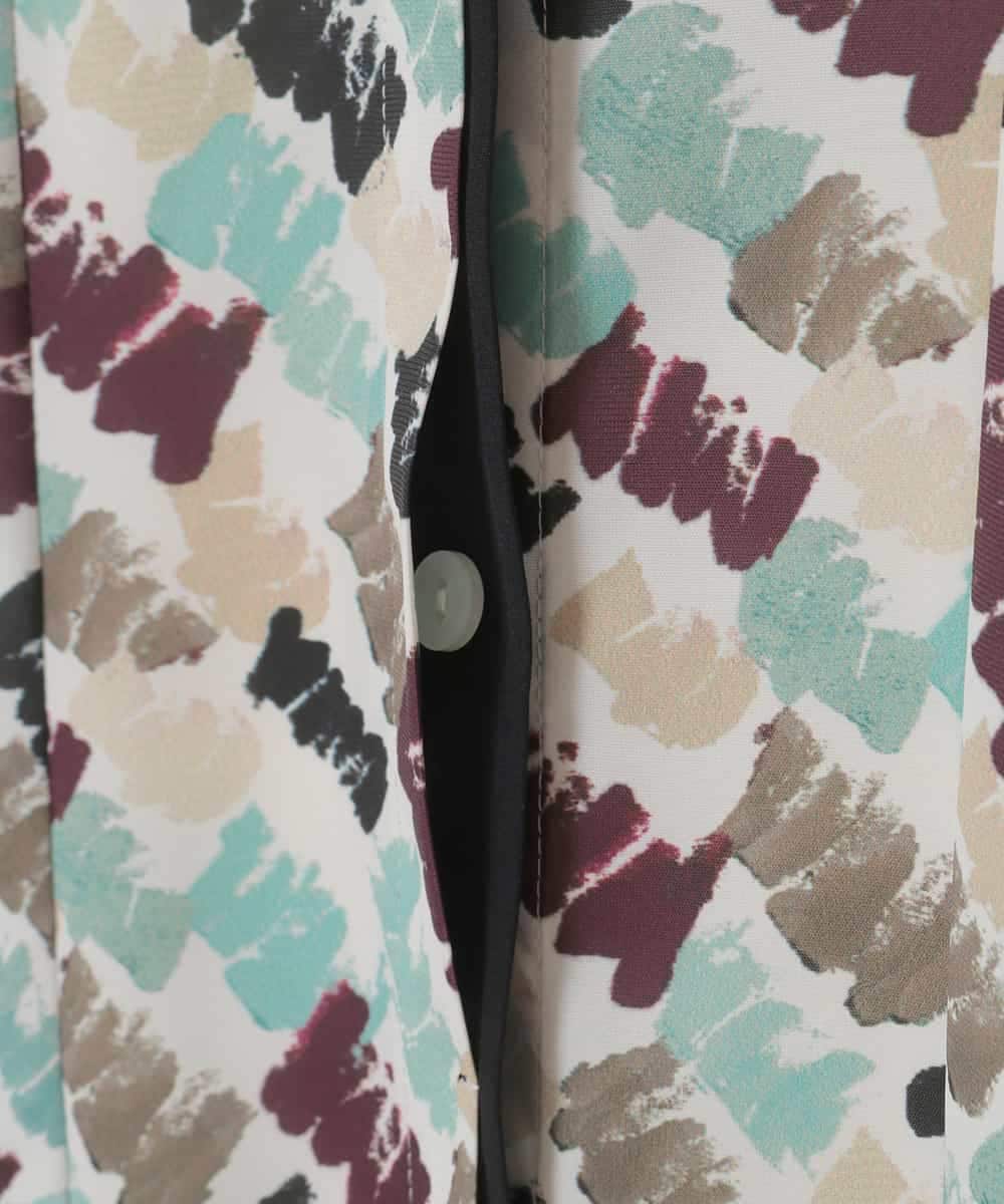 RLEAF10450 HIROKO BIS GRANDE(ヒロコ ビス グランデ) 【大きいサイズ】ペイント柄タックフレアワンピース アイボリー