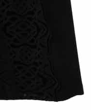 RLEAX17410 HIROKO BIS GRANDE(ヒロコ ビス グランデ) 【洗える】ベロア刺繍レースIラインワンピース ブラック