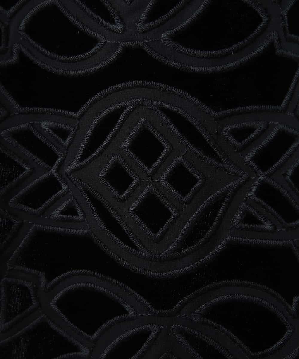 RLEAX17410 HIROKO BIS GRANDE(ヒロコ ビス グランデ) 【洗える】ベロア刺繍レースIラインワンピース ブラック