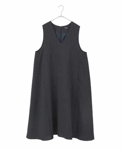 RLEDD03410  【大きいサイズ】ピンストライプフレアジャンパースカート