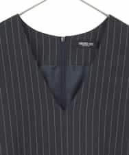 RLEDD03410 HIROKO BIS GRANDE(ヒロコ ビス グランデ) 【大きいサイズ】ピンストライプフレアジャンパースカート ネイビー