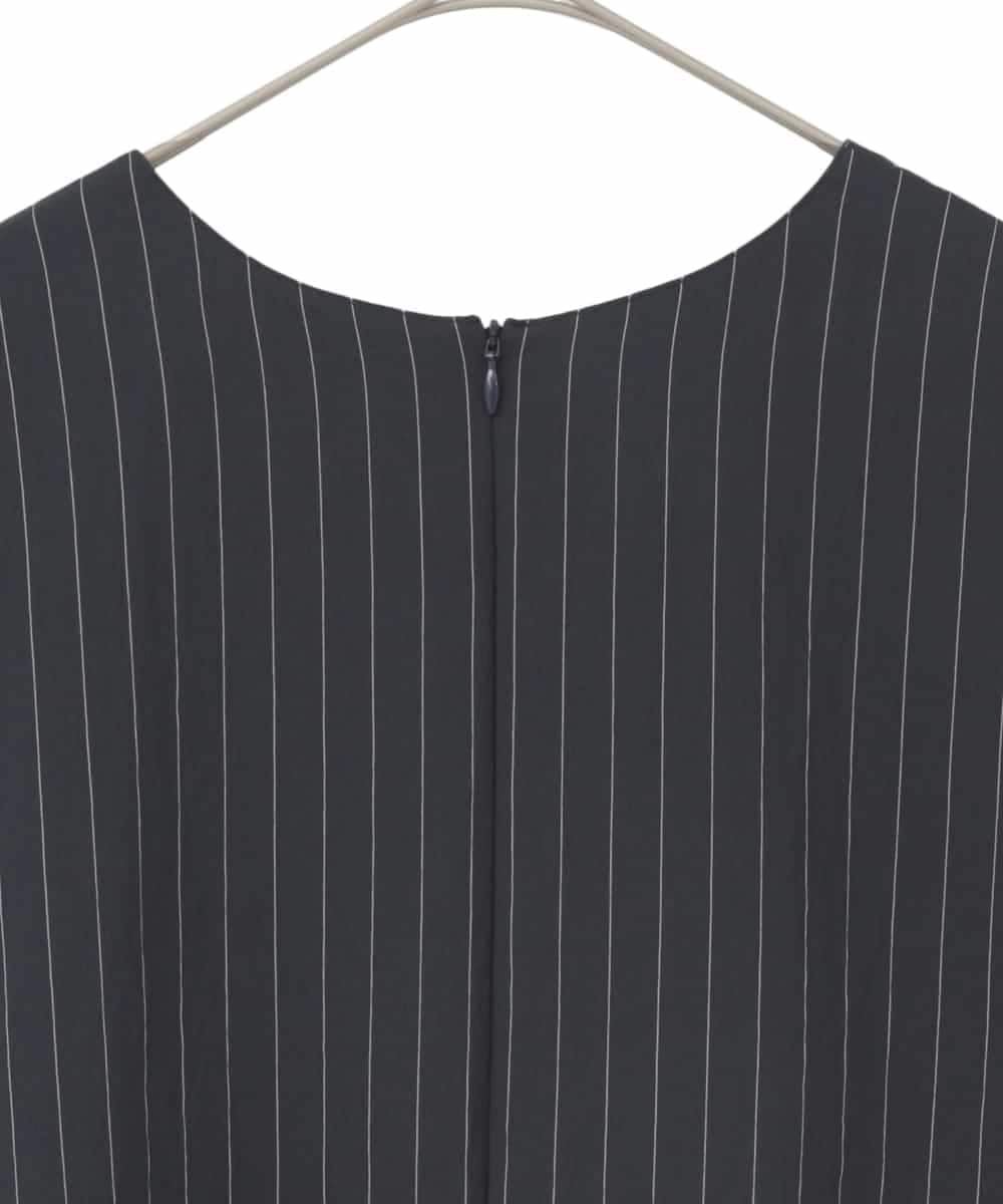 RLEDD03410 HIROKO BIS GRANDE(ヒロコ ビス グランデ) 【大きいサイズ】ピンストライプフレアジャンパースカート ネイビー