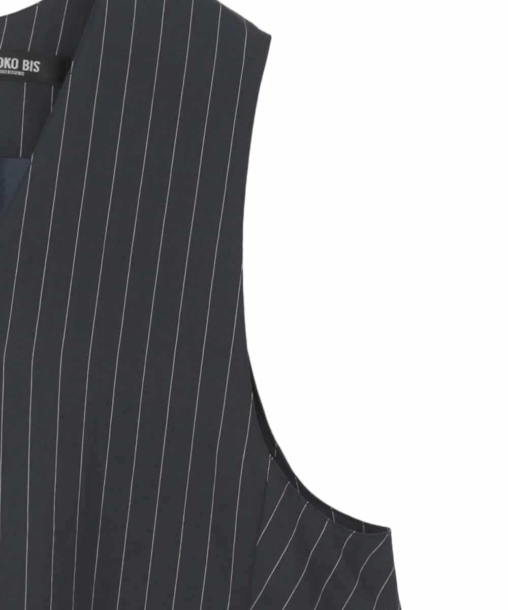 RLEDD03410 HIROKO BIS GRANDE(ヒロコ ビス グランデ) 【大きいサイズ】ピンストライプフレアジャンパースカート ネイビー