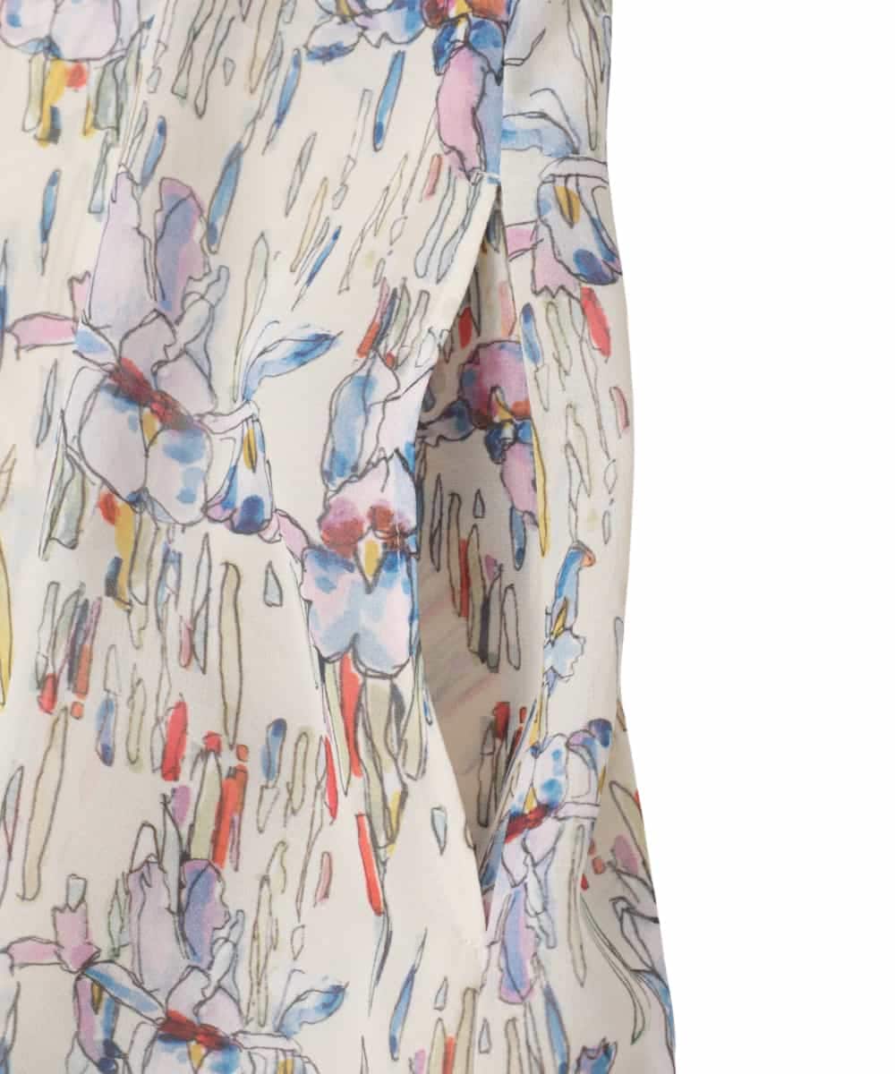 RLEDD07510 HIROKO BIS GRANDE(ヒロコ ビス グランデ) 【大きいサイズ】アイリスモチーフタックワンピース /洗濯機で洗える アイボリー