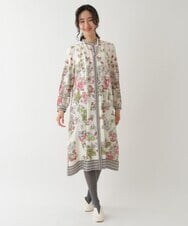 RLEDS26490 HIROKO BIS GRANDE(ヒロコ ビス グランデ) 【洗える】花束プリントバンドカラーワンピース ピンク