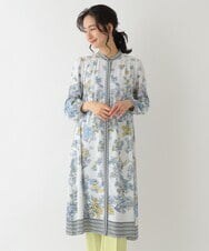 RLEDS26490 HIROKO BIS GRANDE(ヒロコ ビス グランデ) 【洗える】花束プリントバンドカラーワンピース ピンク