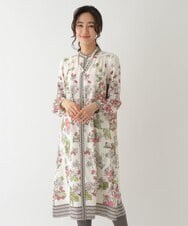 RLEDS26490 HIROKO BIS GRANDE(ヒロコ ビス グランデ) 【洗える】花束プリントバンドカラーワンピース ピンク