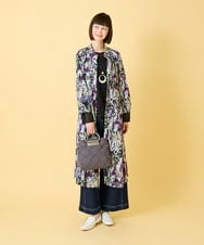 RLEED20510 HIROKO BIS GRANDE(ヒロコ ビス グランデ) 【大きいサイズ】フラワープリントシャツカラーワンピース /洗濯機で洗える ネイビー