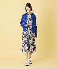 RLEED20510 HIROKO BIS GRANDE(ヒロコ ビス グランデ) 【大きいサイズ】フラワープリントシャツカラーワンピース /洗濯機で洗える ネイビー