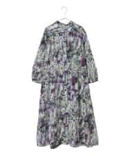 RLEED20510 HIROKO BIS GRANDE(ヒロコ ビス グランデ) 【大きいサイズ】フラワープリントシャツカラーワンピース ネイビー