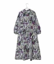 RLEED20510 HIROKO BIS GRANDE(ヒロコ ビス グランデ) 【大きいサイズ】フラワープリントシャツカラーワンピース ネイビー