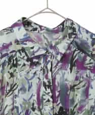 RLEED20510 HIROKO BIS GRANDE(ヒロコ ビス グランデ) 【大きいサイズ】フラワープリントシャツカラーワンピース ネイビー