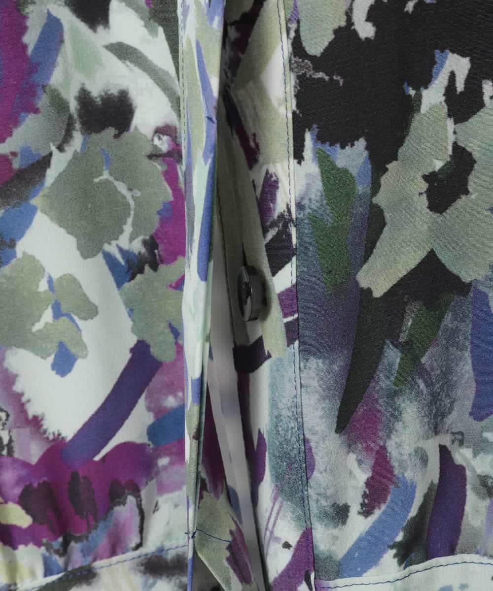 RLEED20510 HIROKO BIS GRANDE(ヒロコ ビス グランデ) 【大きいサイズ】フラワープリントシャツカラーワンピース ネイビー