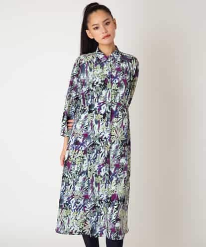 RLEED20510 HIROKO BIS GRANDE 【先行予約/大きいサイズ】フラワープリントシャツカラーワンピース