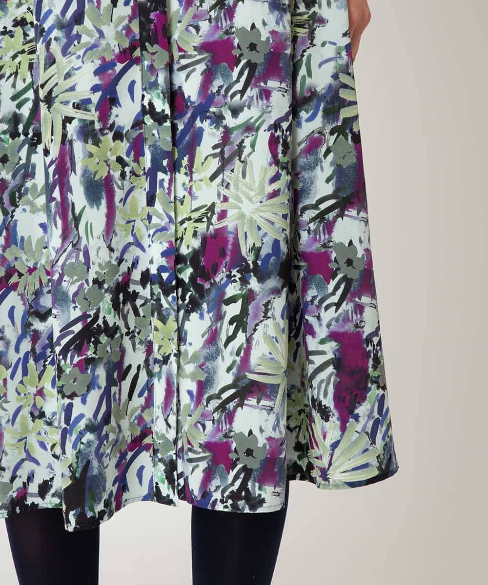 RLEED20510 HIROKO BIS GRANDE(ヒロコ ビス グランデ) 【先行予約/大きいサイズ】フラワープリントシャツカラーワンピース ネイビー