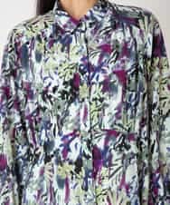 RLEED20510 HIROKO BIS GRANDE(ヒロコ ビス グランデ) 【先行予約/大きいサイズ】フラワープリントシャツカラーワンピース ネイビー