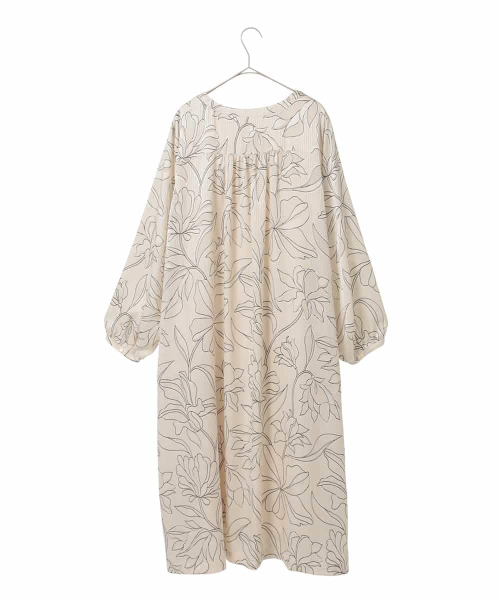 RLEED56510 HIROKO BIS GRANDE(ヒロコ ビス グランデ) ボタニカルモチーフピンタックドレス アイボリー